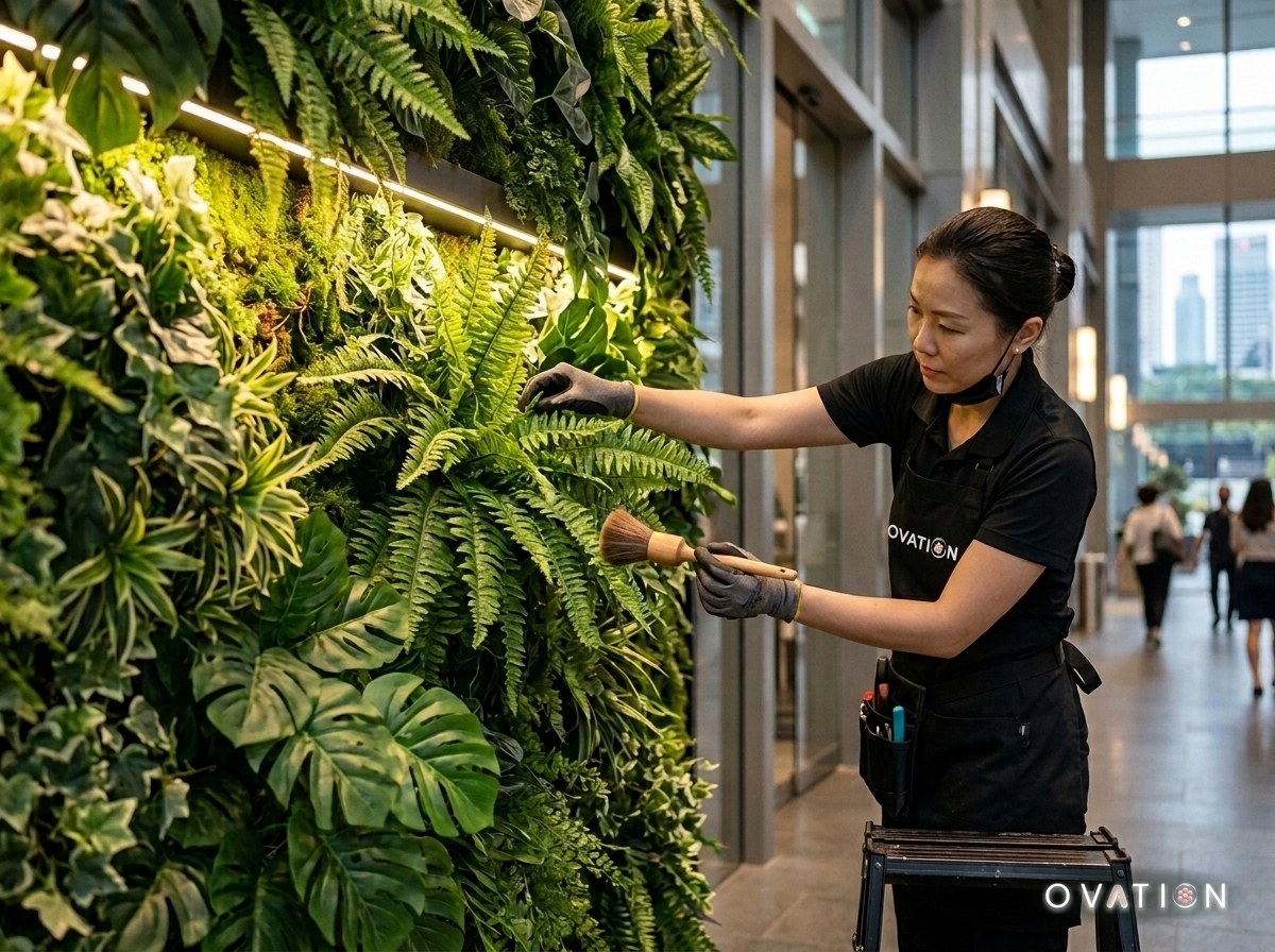Botanical Detailing & Scheduled Maintenance - Ovation Singapore Artificial Green Wall